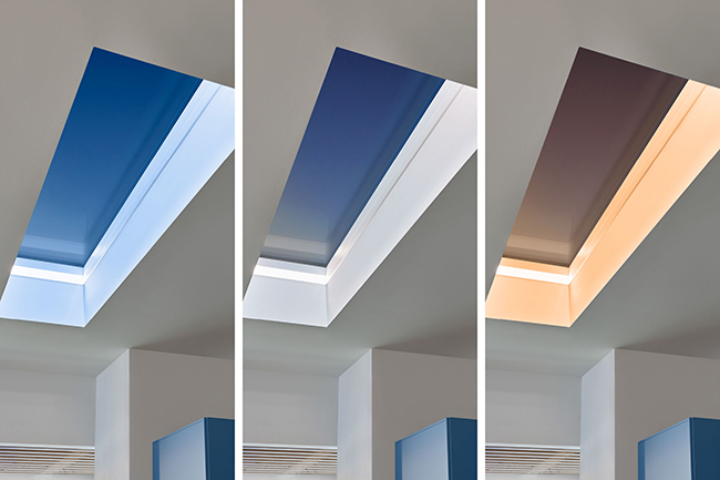 lighting skylights at night