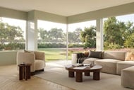Living room with Marvin Modern direct glaze and corner windows